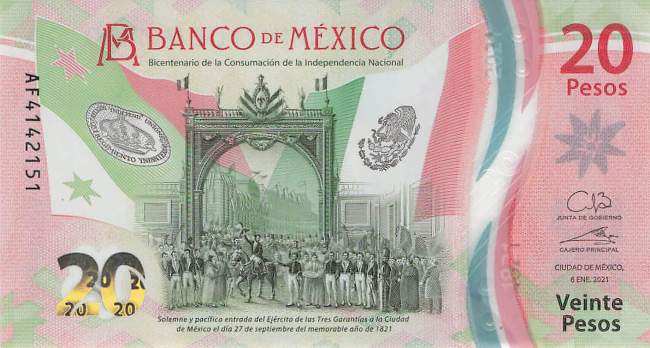 Mexiko p.132a-5 20 Pesos 2021